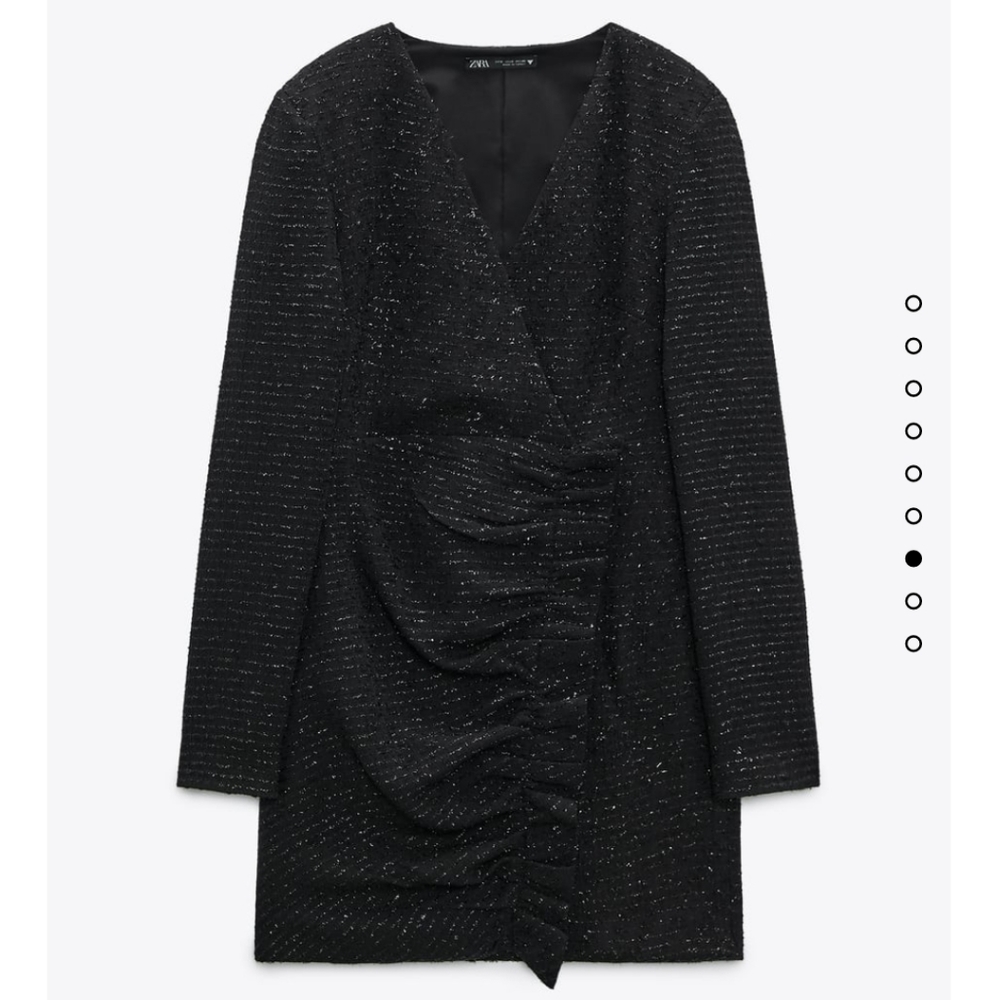 Last one! ZARA Textured Weave Tweed Mini Dress Black Size S - Picture 6 of 10